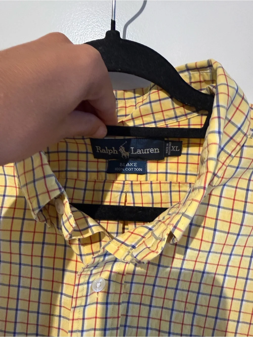 Ralph Lauren Blake Yellow Plaid Button-Down Shirt Men’s XL Flawed